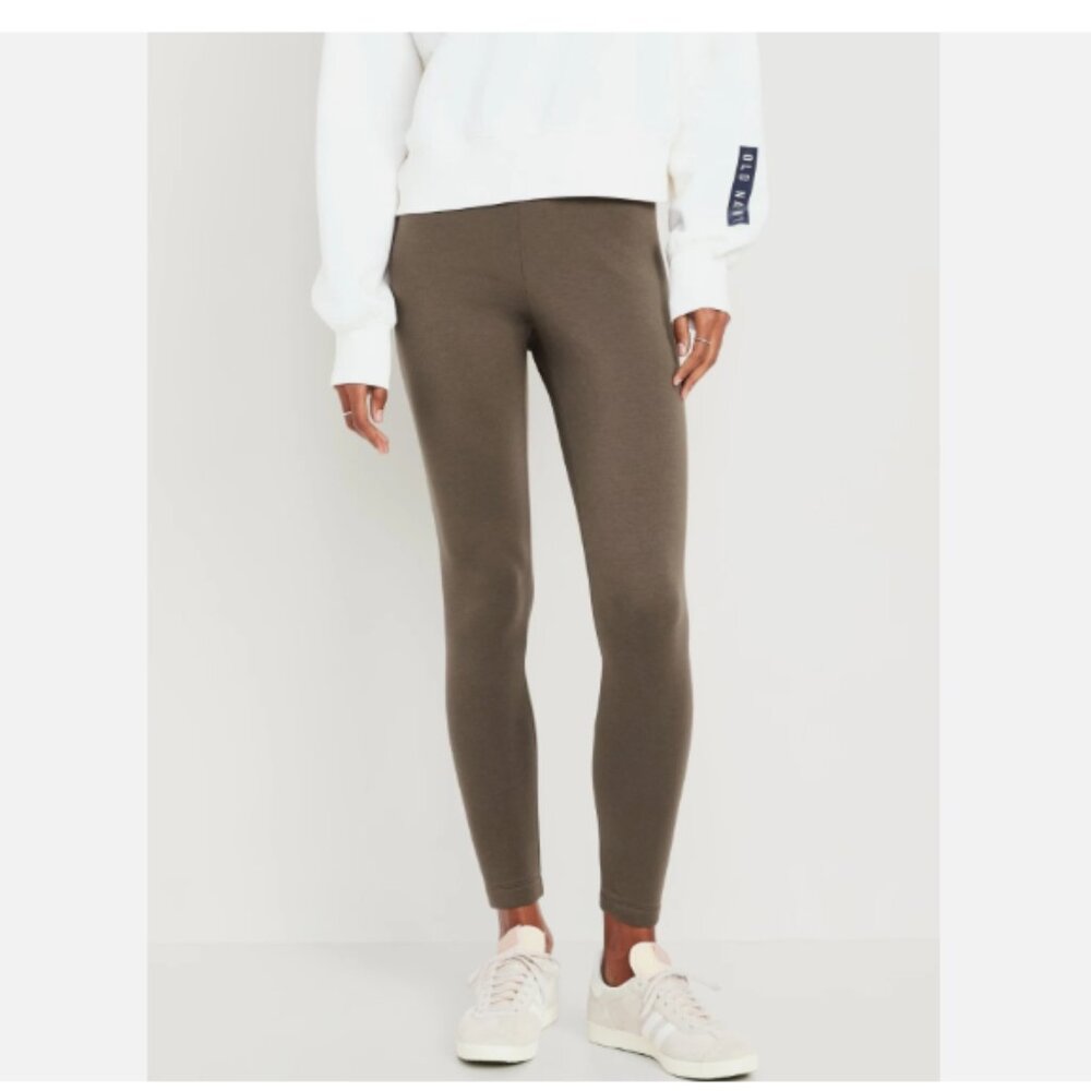 NEW Old Navy M Reishi Green High Waisted Fleece Lined Fashion Layering Leggings